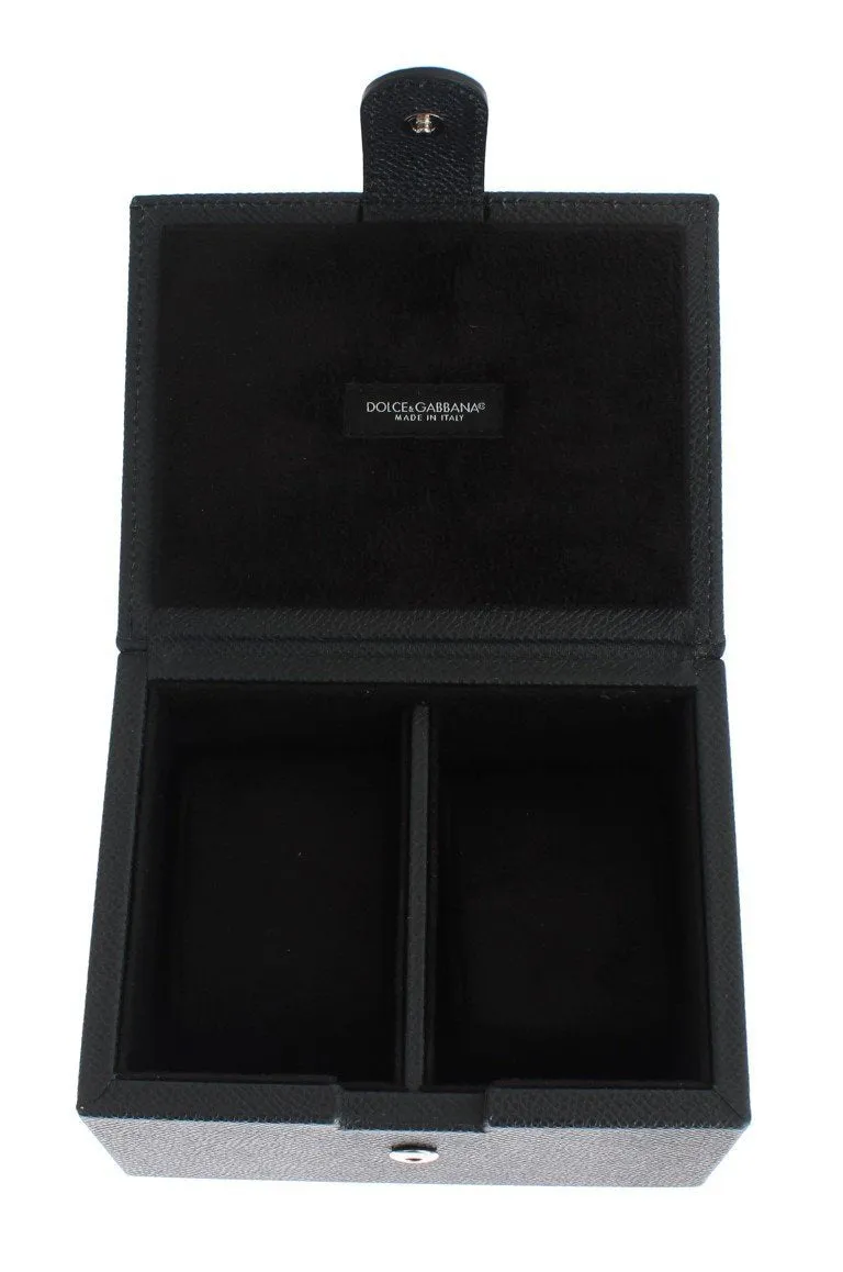 Blue Leather Unisex Two Watch Case Cover Box Storage