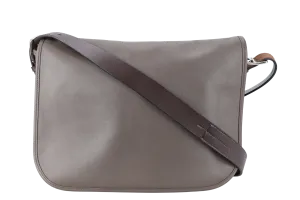 HERMES BARDA 35 ETOUPE SWIFT LEATHER MESSENGER BAG PALLADIUM HARDWARE STAMP P SQUARE (YEAR 2012) WITH LEATHER AND STRAPS