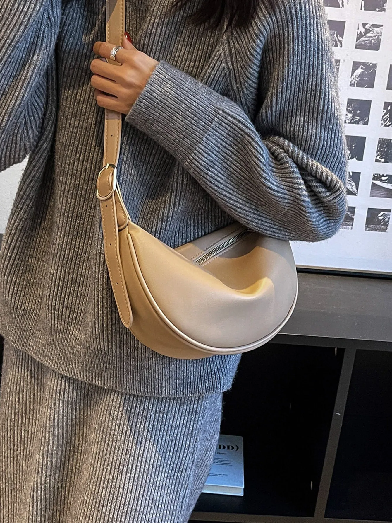 Minimalist Hobo Bag - Khaki